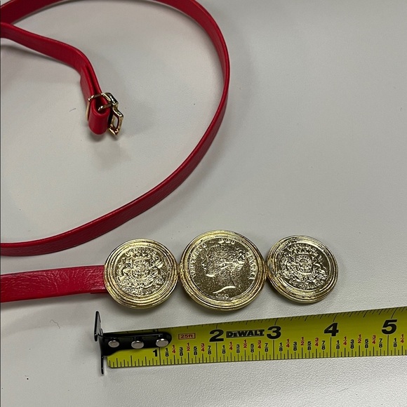 Red Belt with Gold Coin Accents
